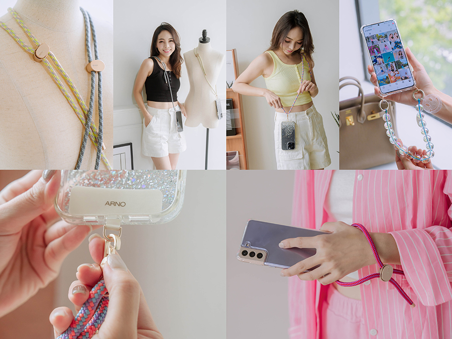 【最新版】解放雙手,時尚與便利可以兼具！韓國Arno高質感編繩背帶防摔透明手機殼